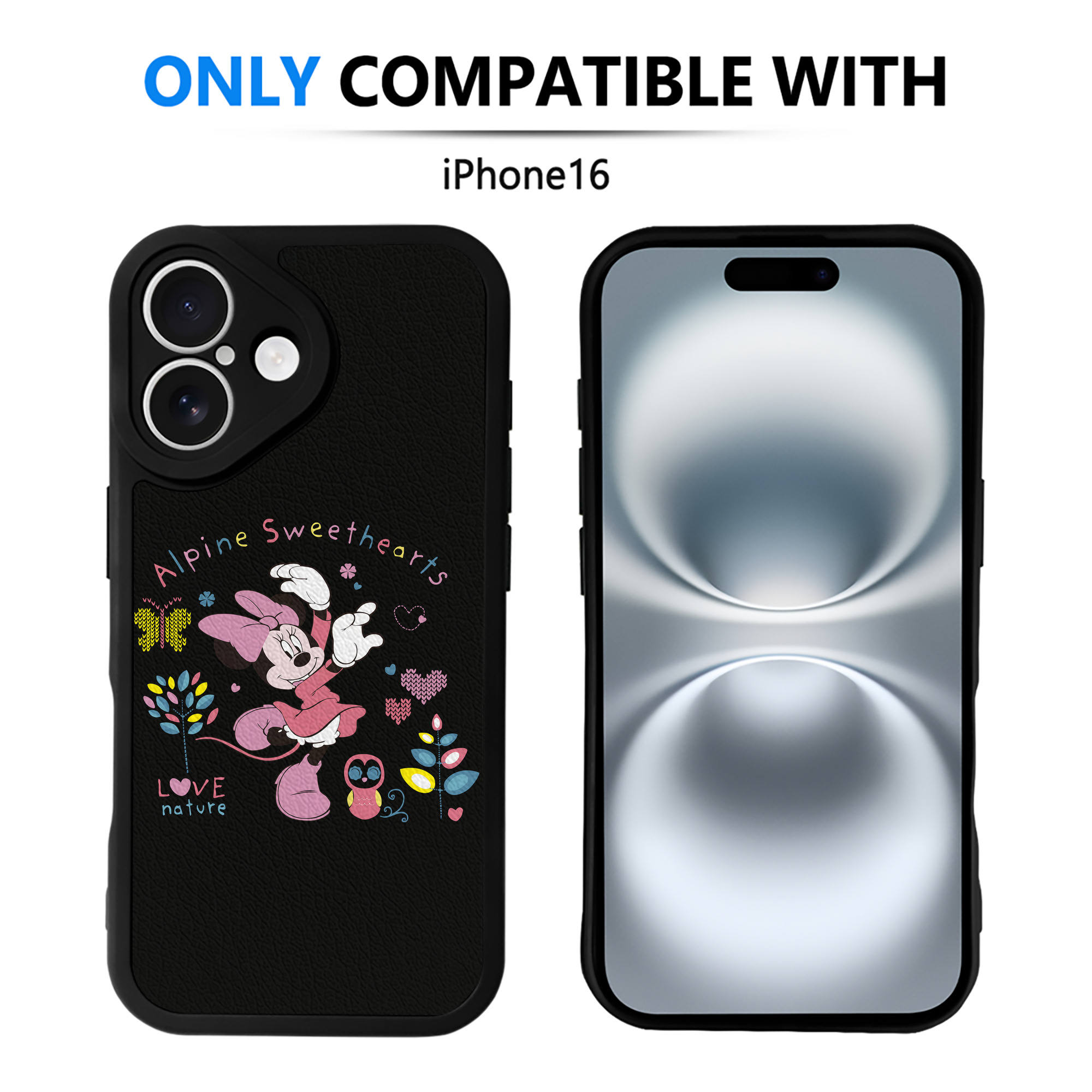 （画像用） ミッキーマウス Mickey Mouse 【iPhone 16シリーズ対応】シリコンスマホケース（レザー調） 材質：シリコン